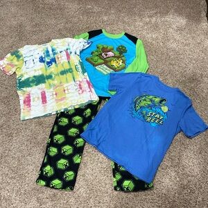Kids XL Bundle of Minecraft PJs and 2 XL Husky tees